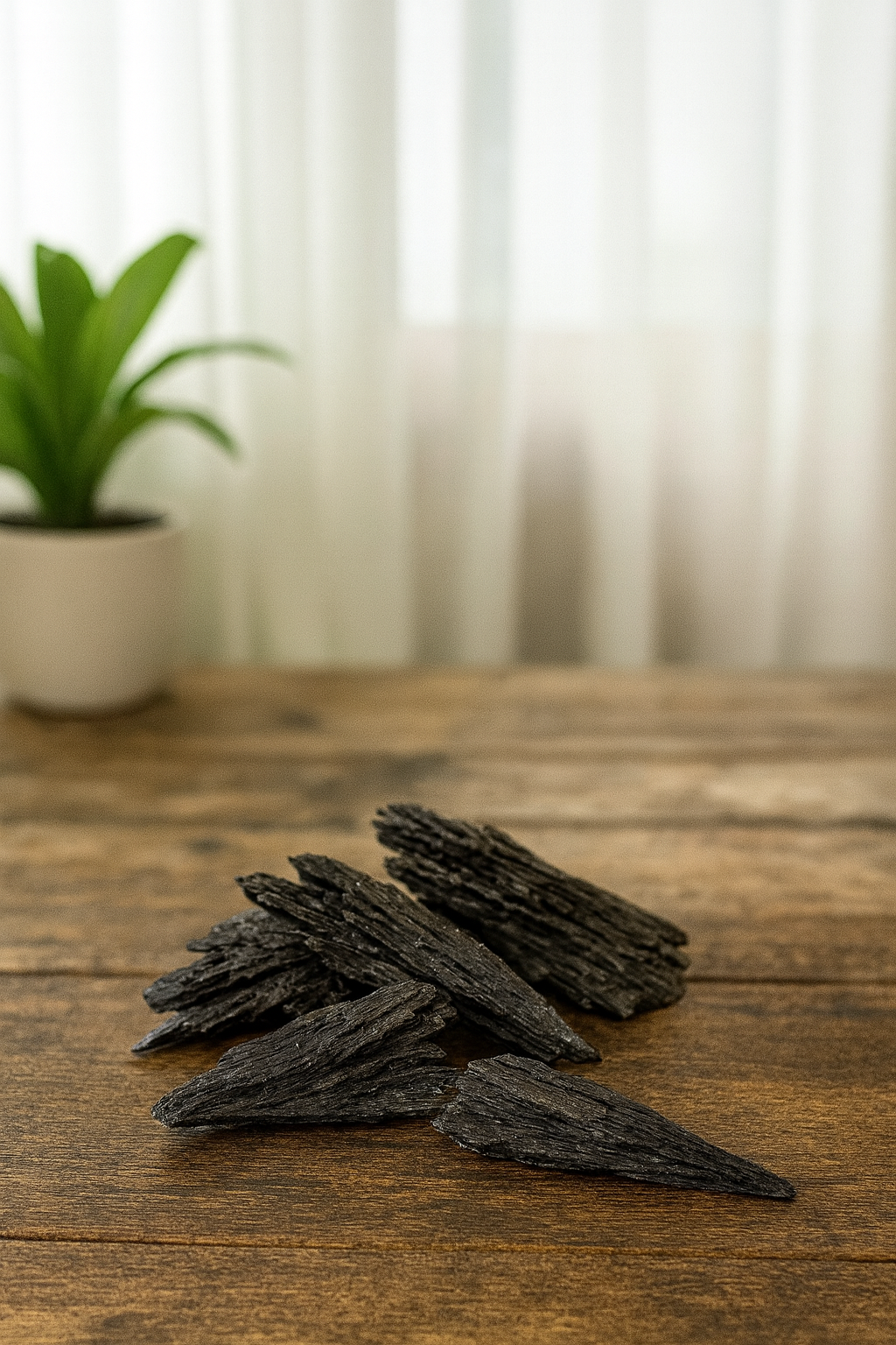 Mineral Cianita negra (Escoba de bruja) en bruto