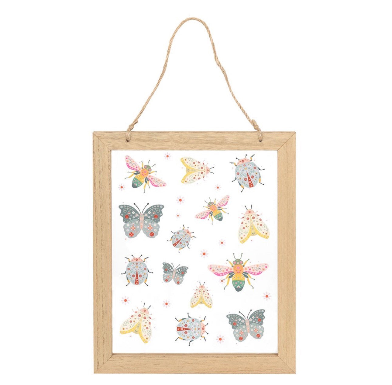 COLGANTE DE PARED DE VIDRIO CON ESTAMPADO FLORAL DE INSECTOS