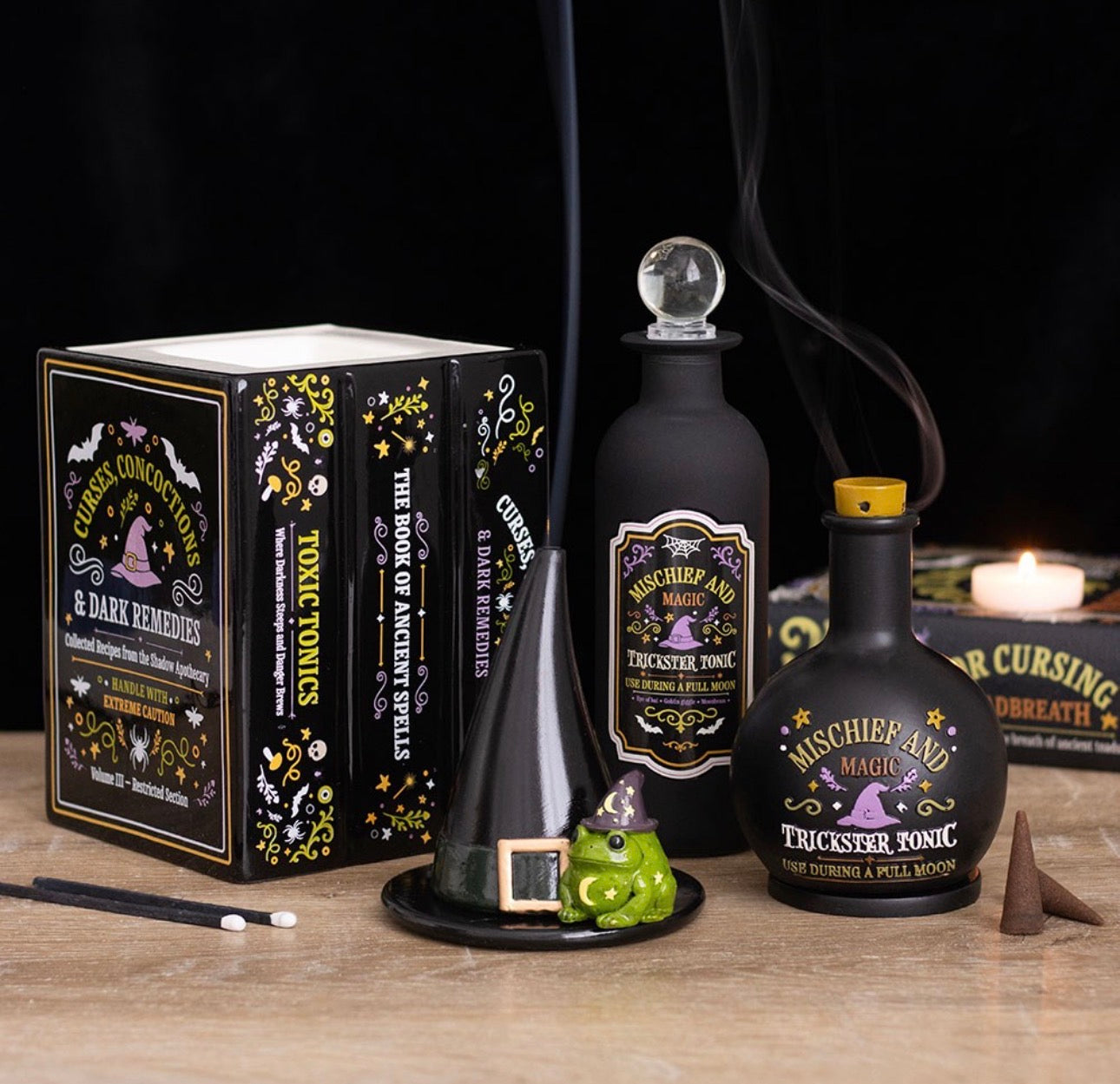BOTELLA DE POCIÓN DE VIDRIO DECORATIVA DE TRAVESURAS Y MAGIA