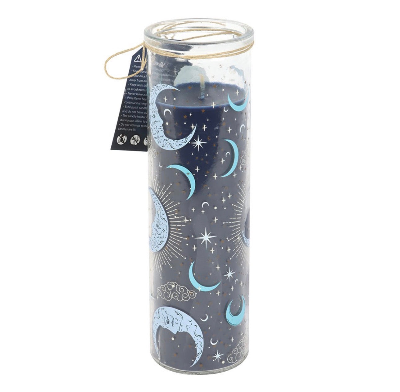 VELA DE TUBO DE HIGO Y VAINILLA CON ESTAMPADO DE LUNA AZUL