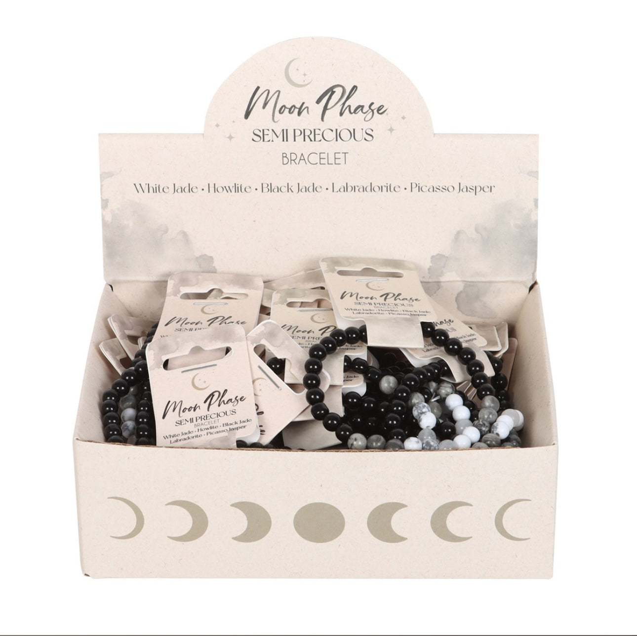Pulseras de Turmalina negra con fases lunares