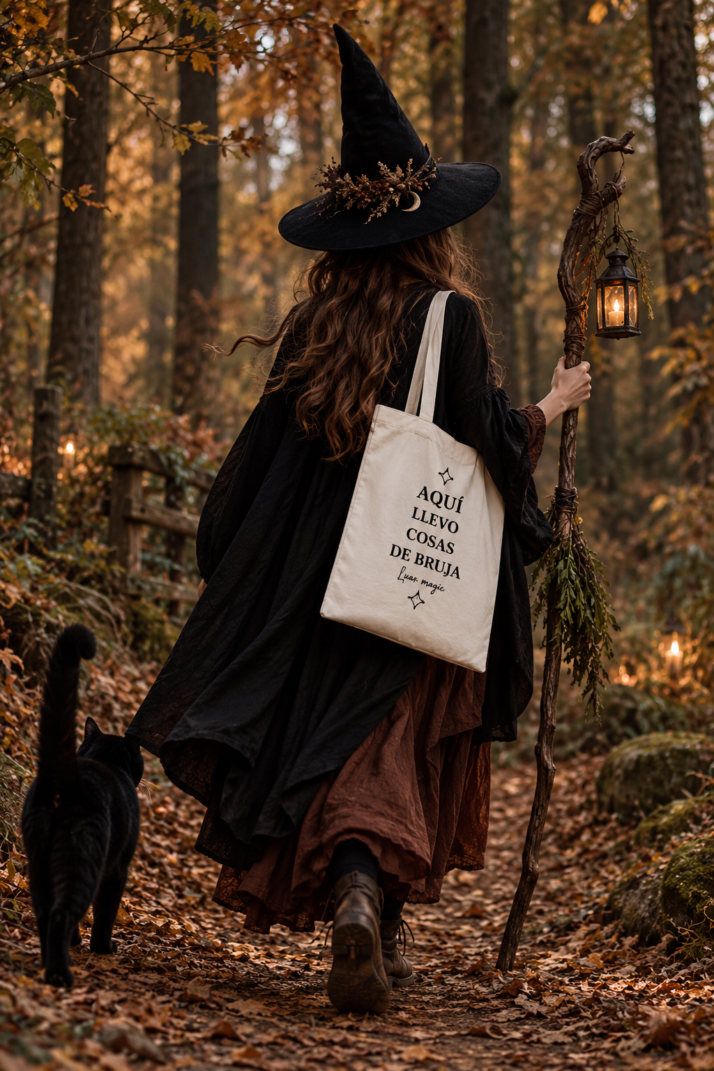 BOLSA DE TELA “AQUÍ LLEVO COSAS DE BRUJA” – LUAR MAGIC
