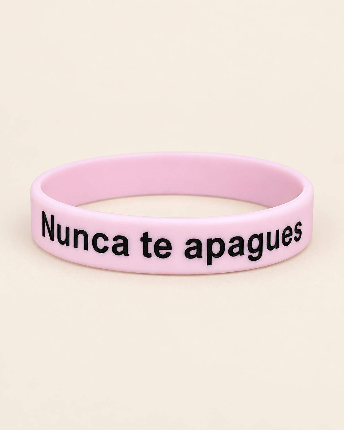 Pulsera “Nunca te apagues” · Rosa suave