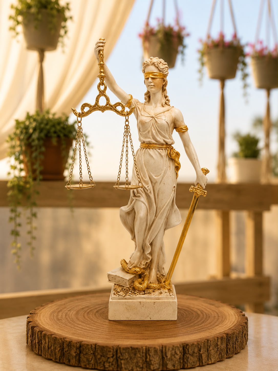 Figura En Resina Diosa De La Justicia 30x8 Cms Aprox Blanco