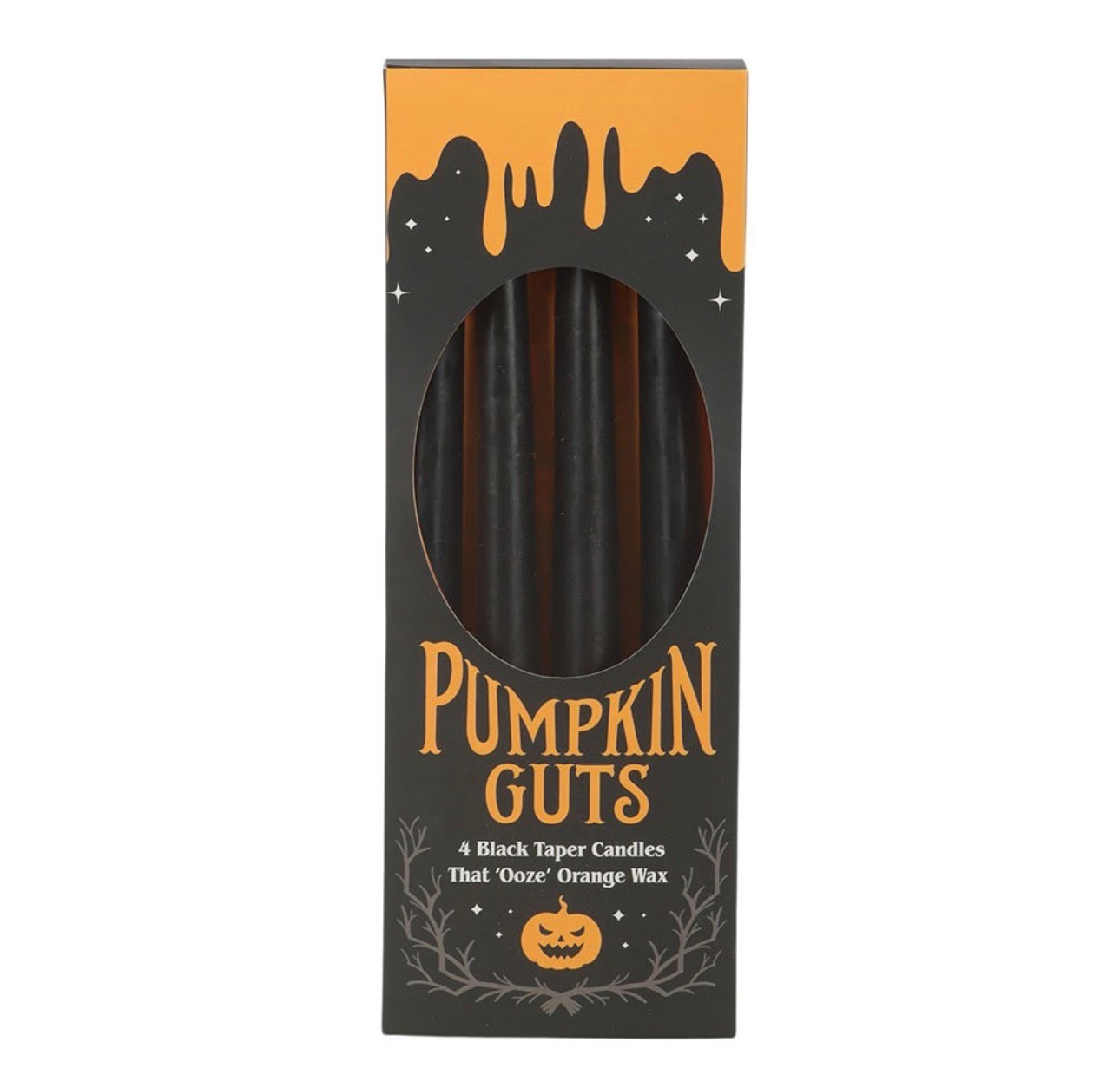 JUEGO DE 4 VELAS CÓNICAS CON FORMA DE VENTILACIÓN DE CALABAZA