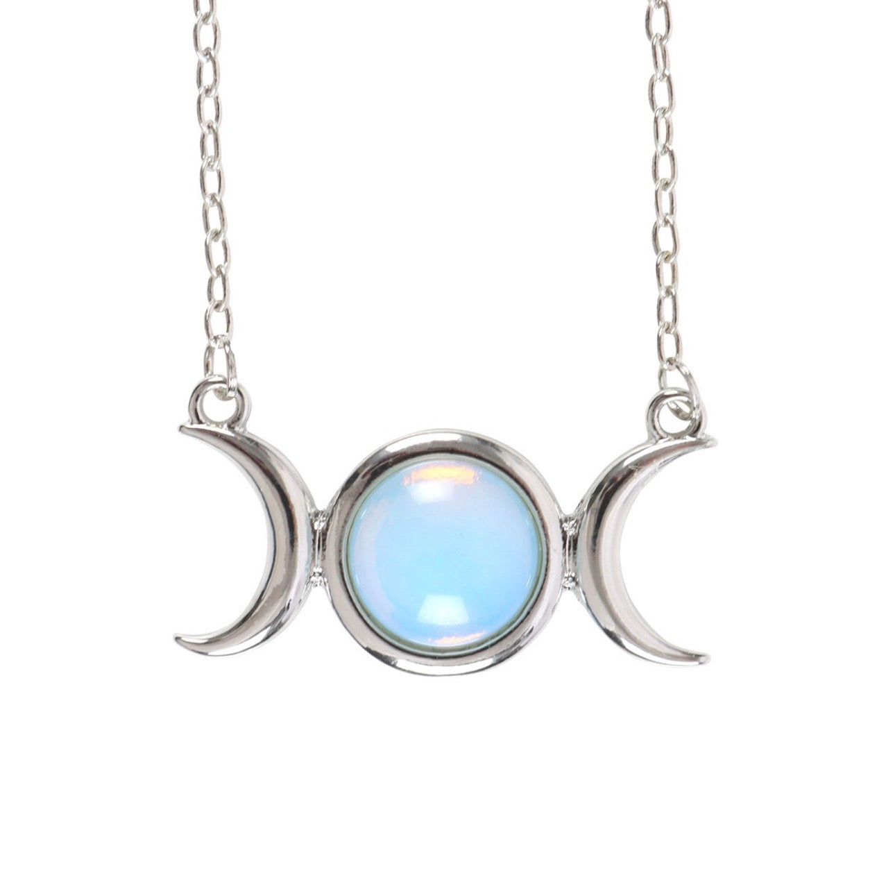 TARJETA DE FELICITACIÓN CON COLLAR DE TRIPLE LUNA DE OPALITA