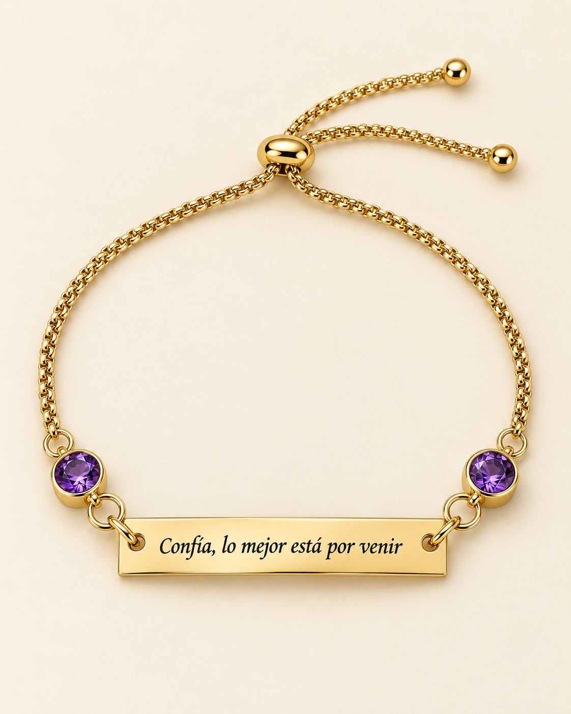 Pulsera “Confía, lo mejor está por venir” con amatista