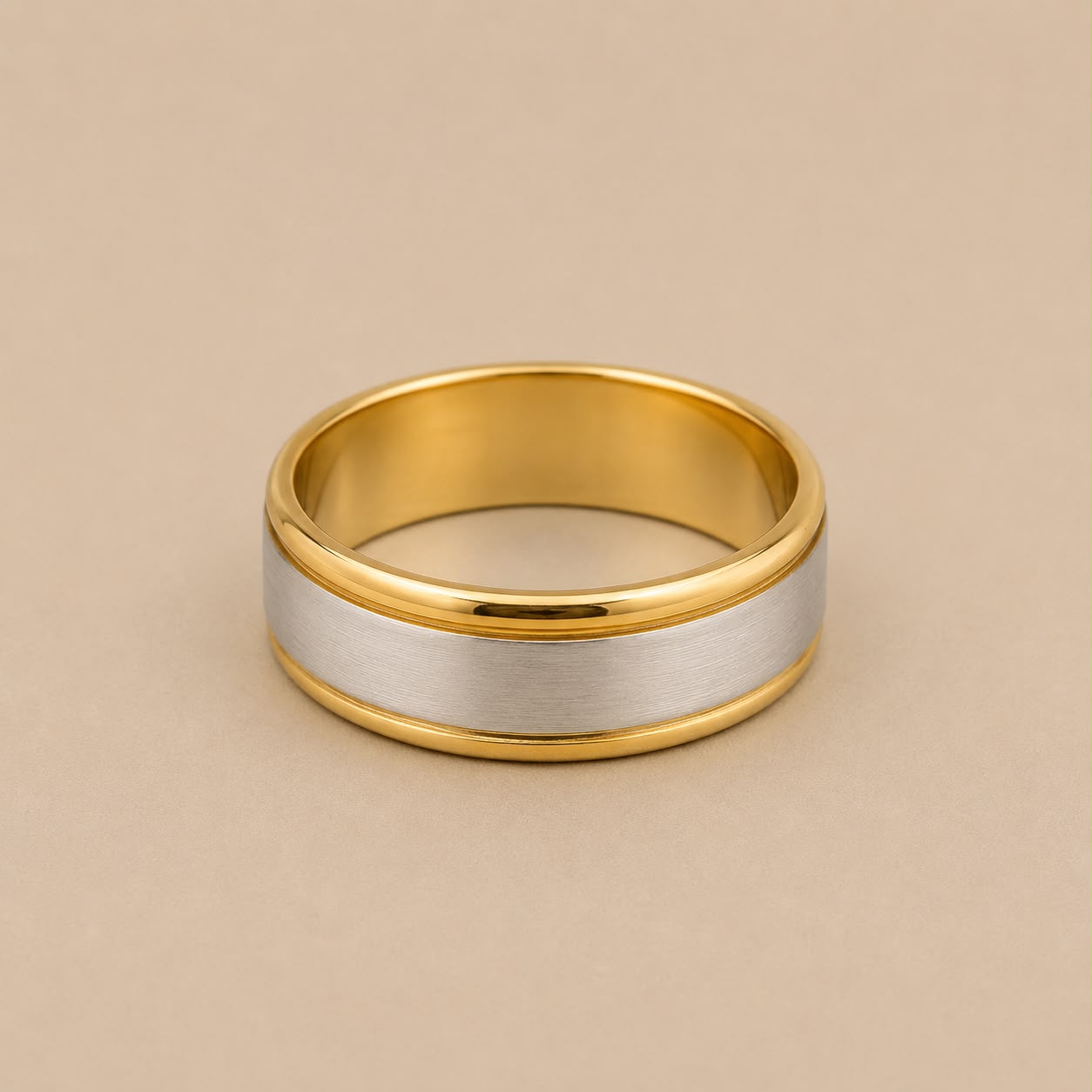 Anillo acero inoxidable dorado y plateado
