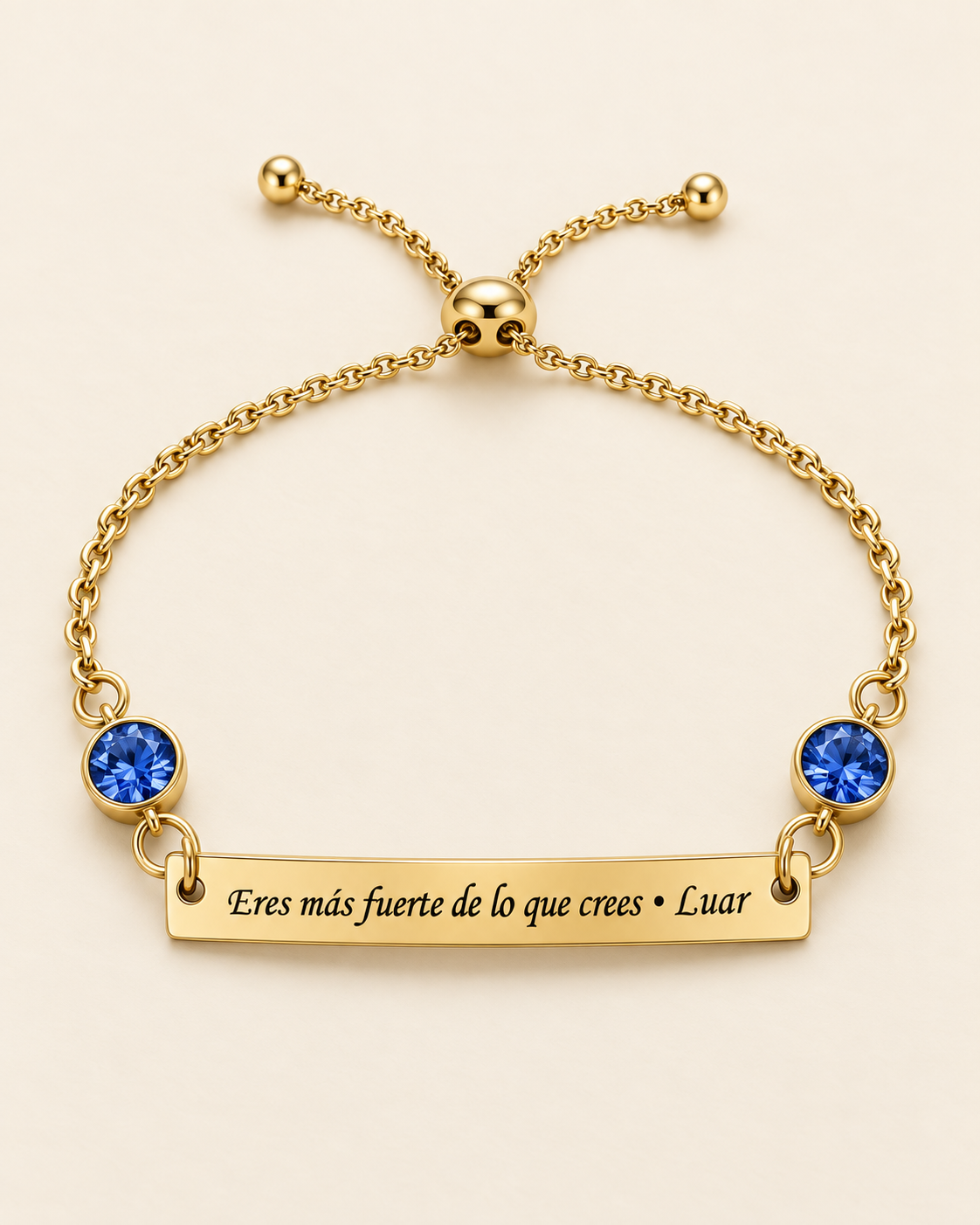 Pulsera “Eres más fuerte de lo que crees” con zafiro