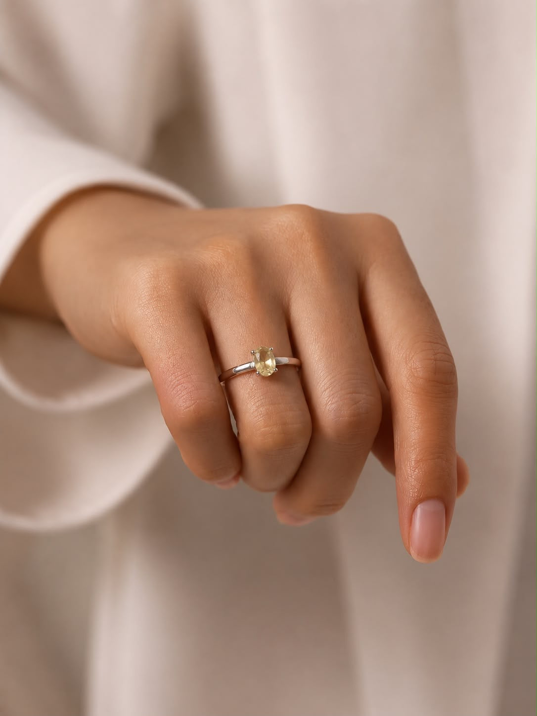 Anillo Citrino Facetado de Plata
