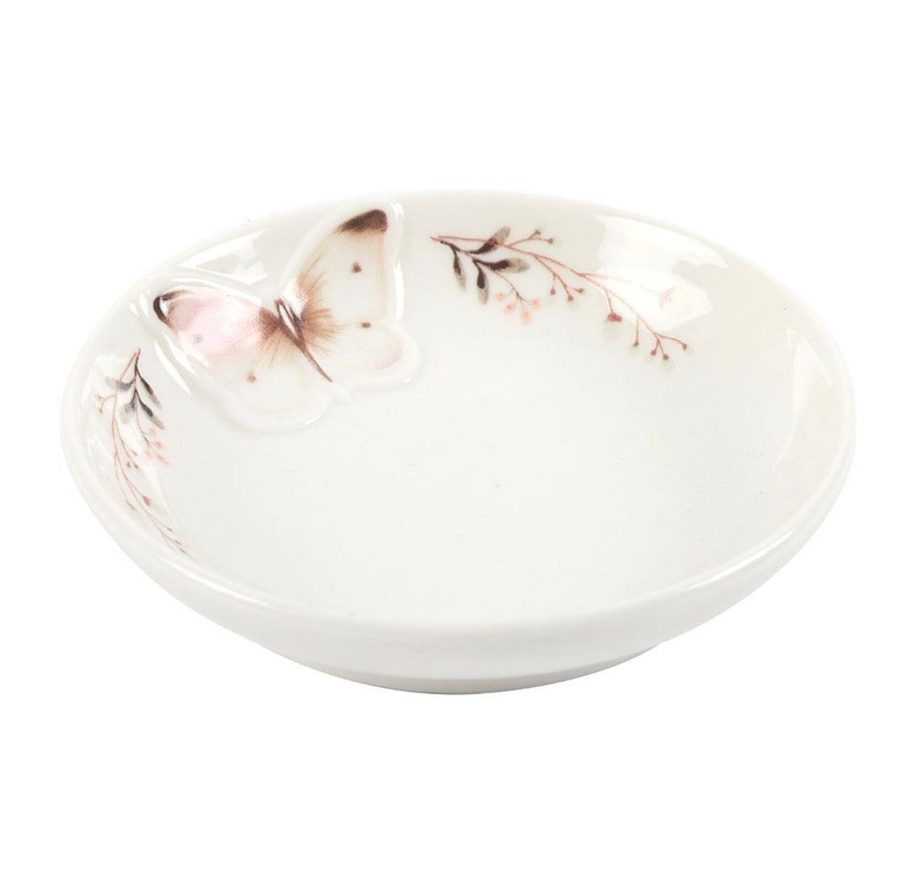 PLATO DE JOYAS CON MARIPOSA BLANCA