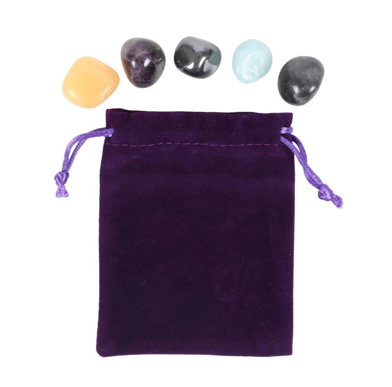 JUEGO DE PIEDRAS RODADAS DE CRISTAL DE ACUARIO