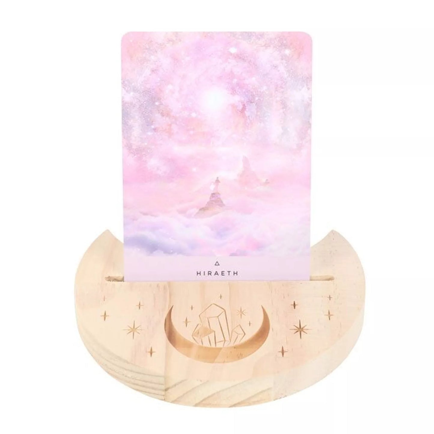 Soporte para cartas del tarot con forma de media luna de cristal natural