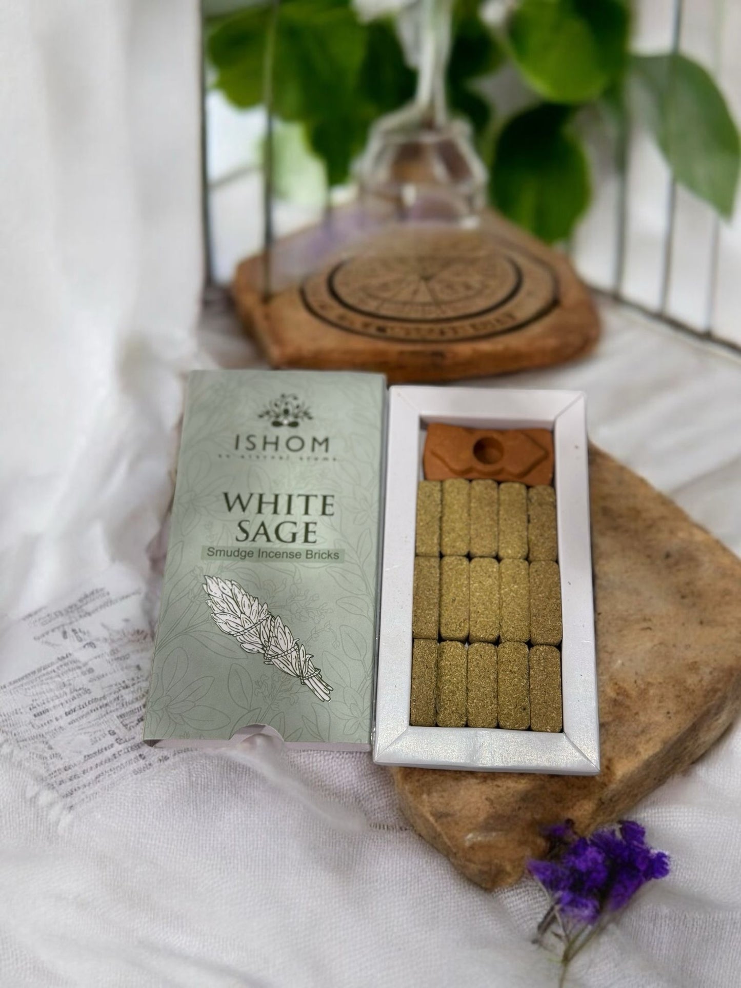 Ladrillos de Salvia Blanca con Quemador de Cemento