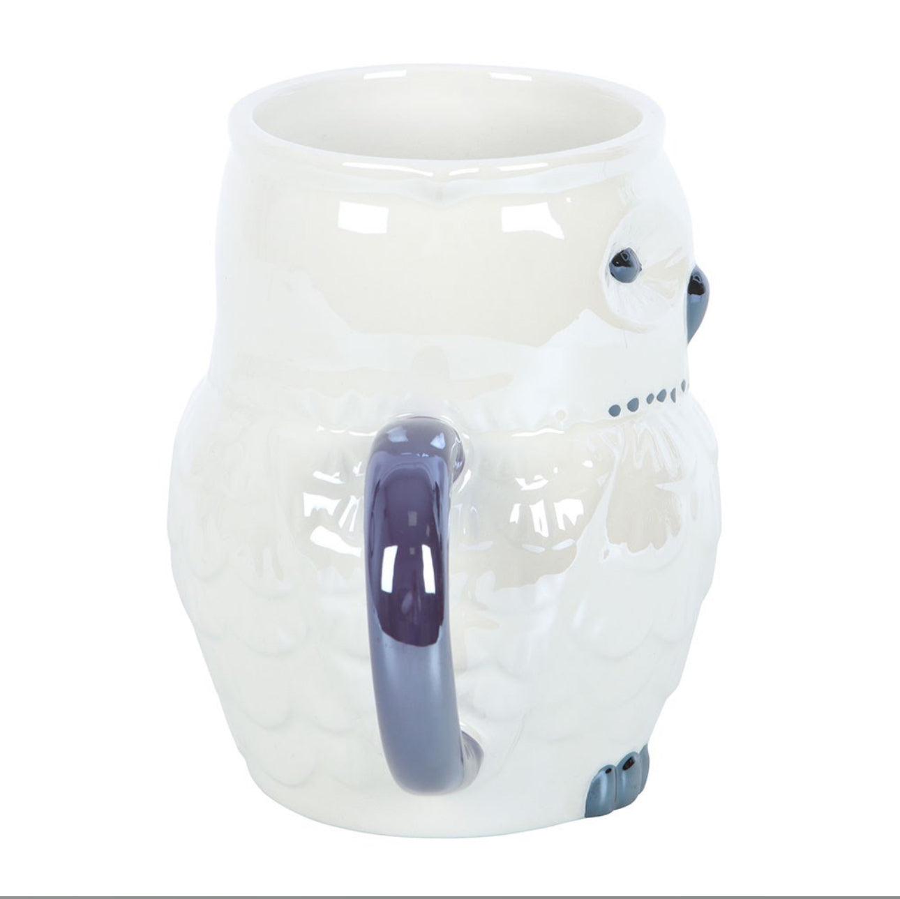 Taza iridiscente con forma de búho