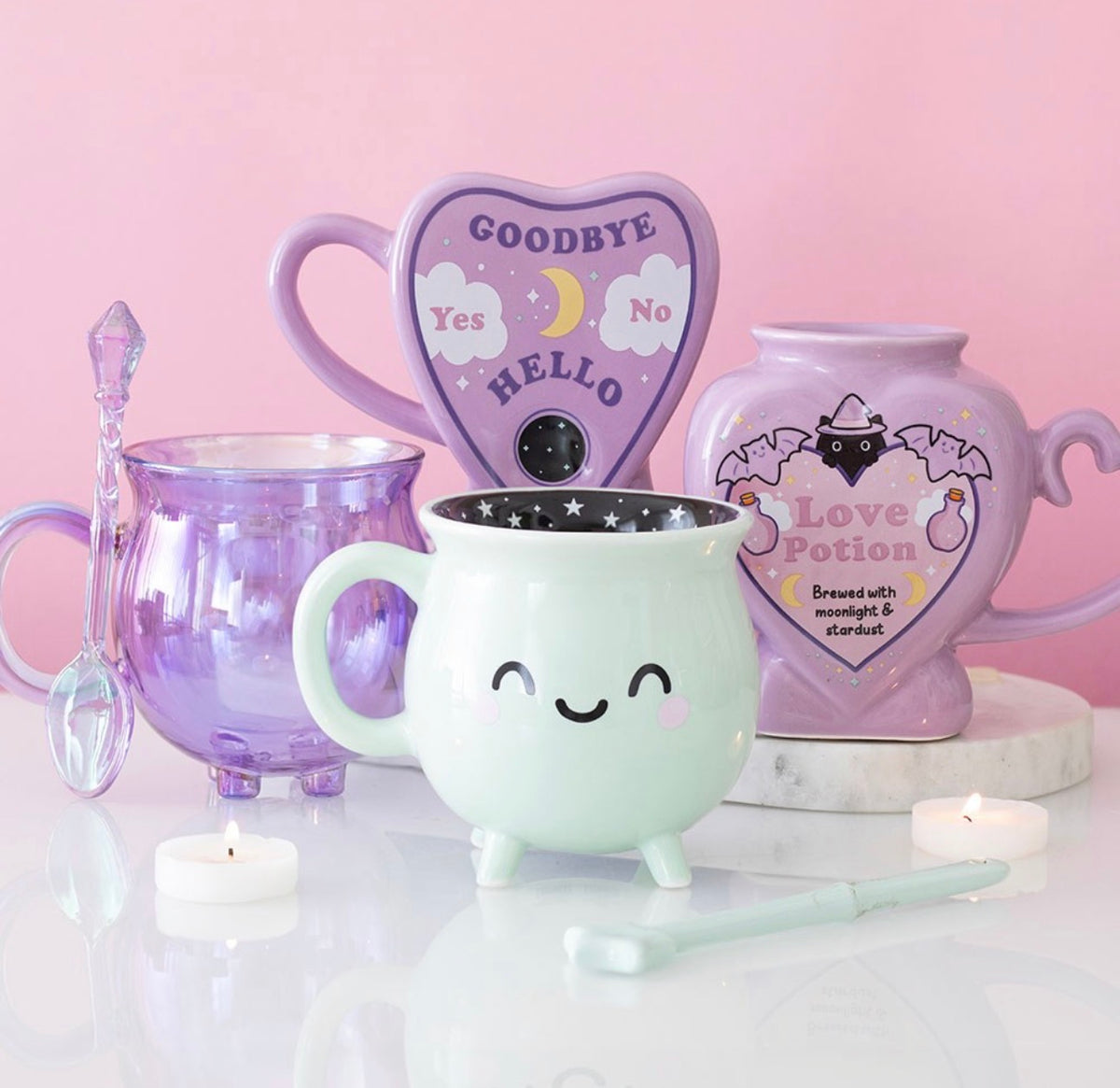 TAZA CON FORMA DE POCIÓN DE AMOR GATITO PASTEL