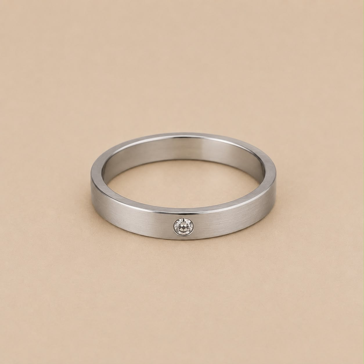 Anillo Acero Inoxidable con Circonita Central
