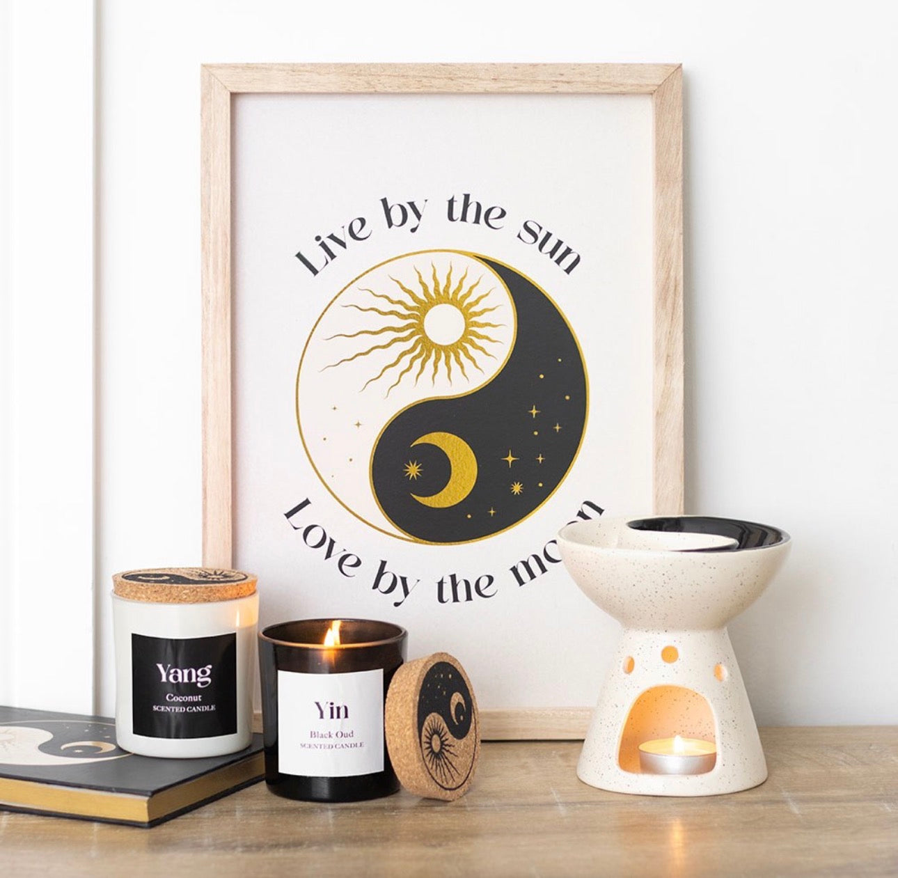 SET DE 2 VELAS YIN YANG DE OUD NEGRO Y COCO