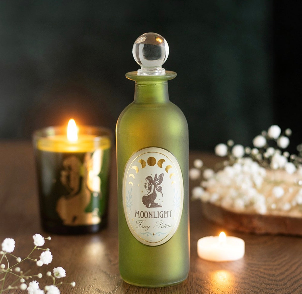 FRASCO DECORATIVO DE CRISTAL «HADA DE LA LUZ DE LA LUNA»