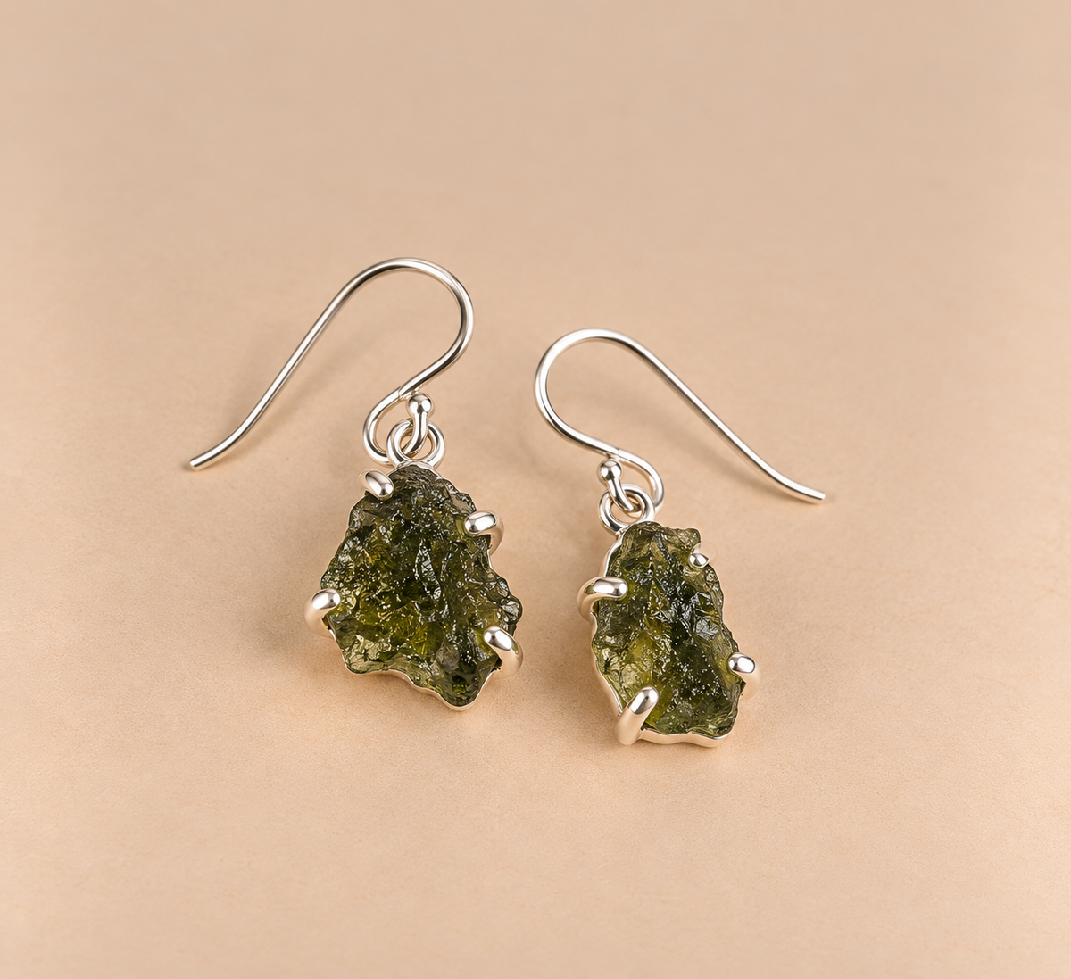 Pendientes de Moldavita plata 925