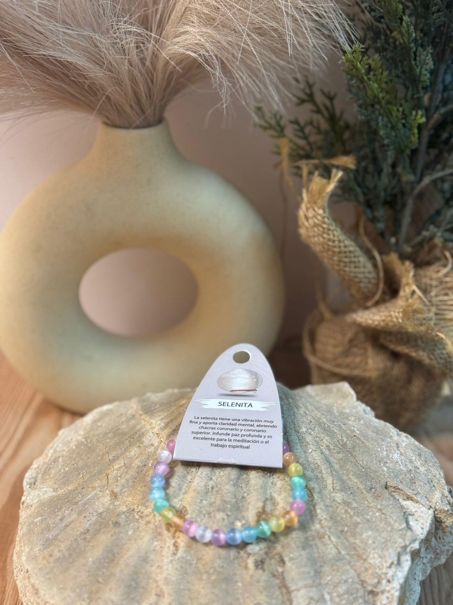 Pulsera Piedra Selenita arcoíris 6 mm
