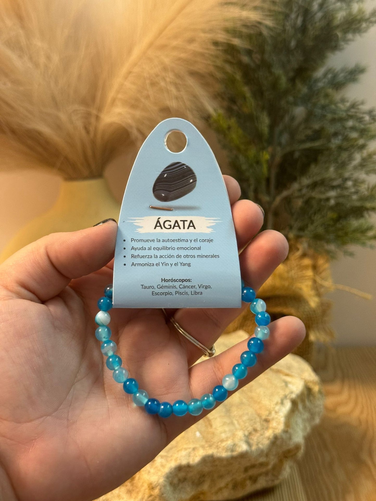 Pulsera Piedra Natural Ágata Azul 4 mm