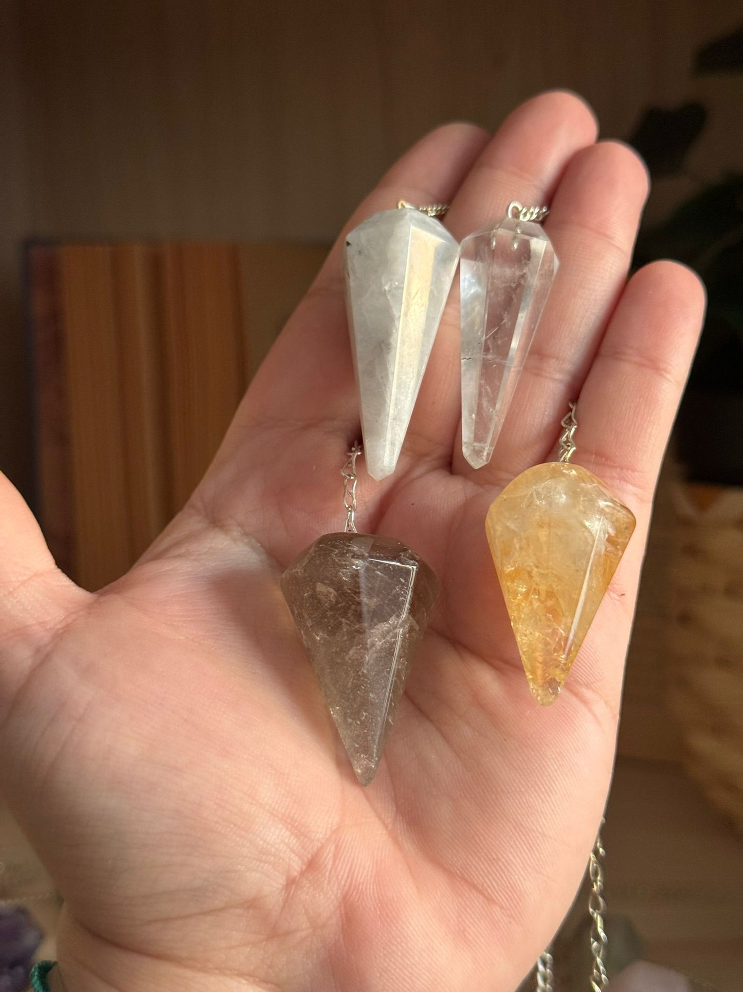 Péndulos de minerales a Elegir – Calidad Extra con Cadena de Acero