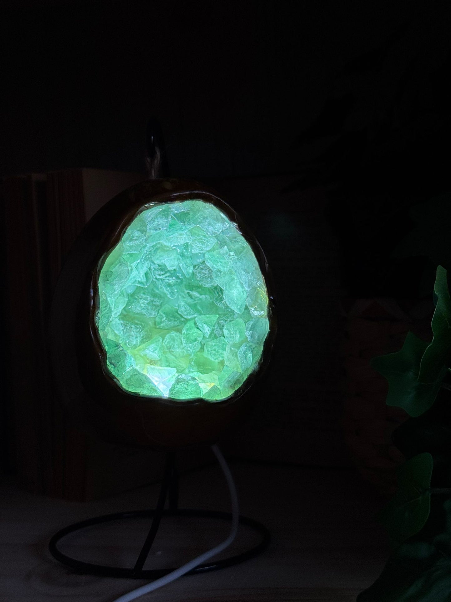 Lámpara huevo fluorita verde