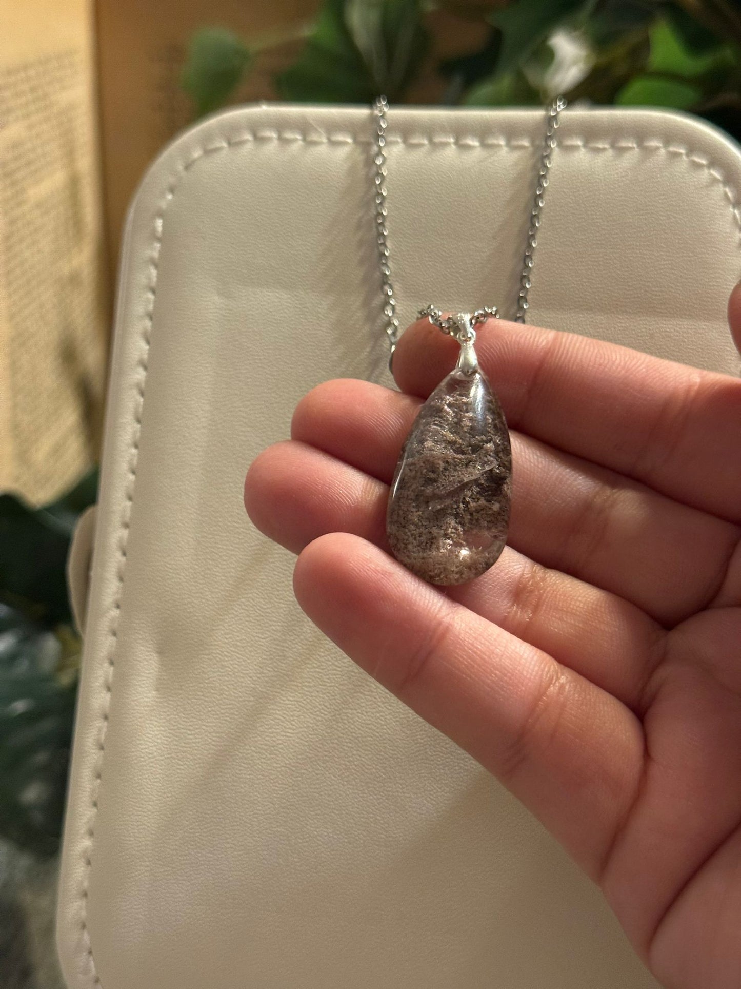 Colgante de Cuarzo Chamánico (Cuarzo Jardín) en Plata 925