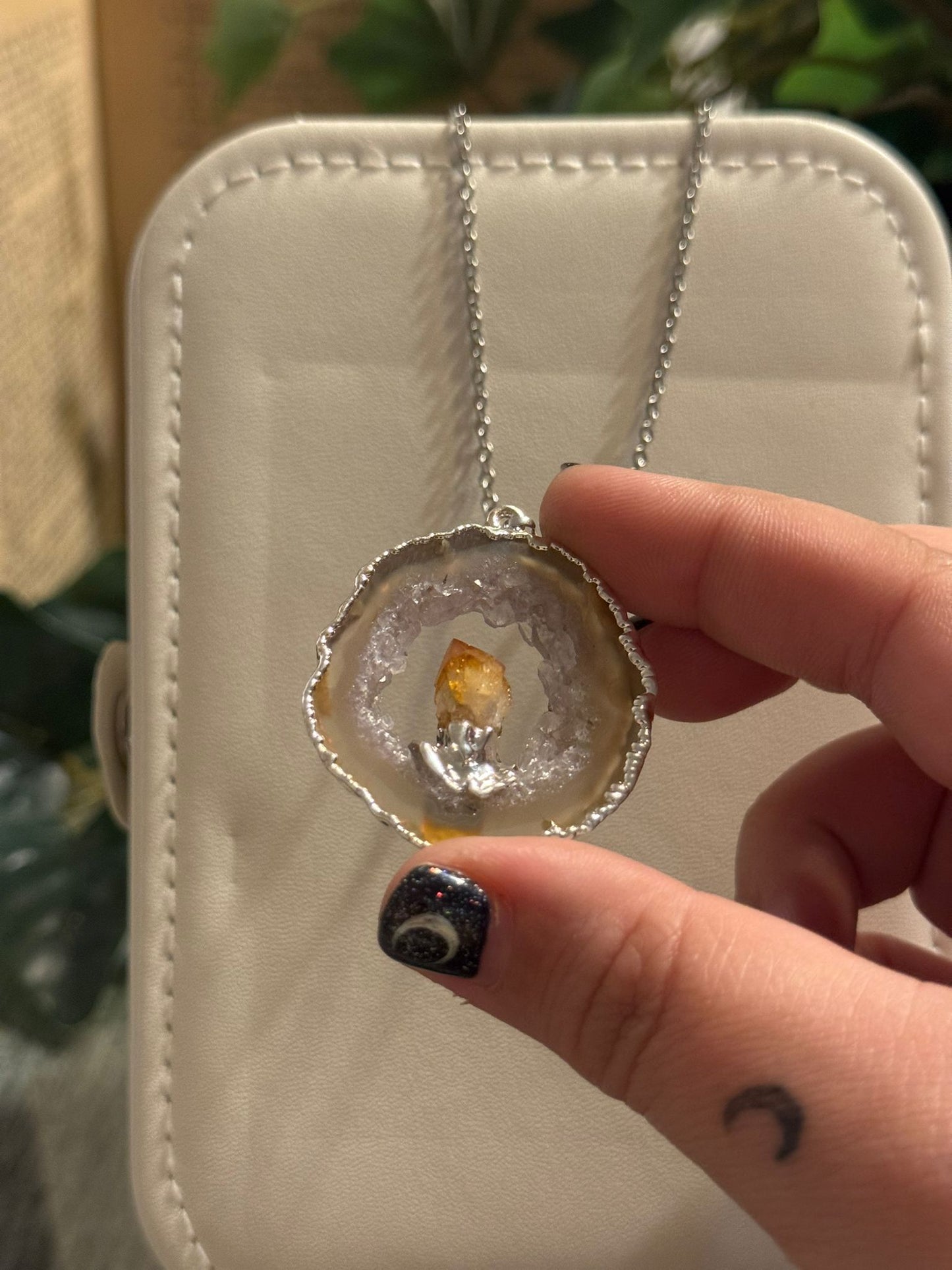 Geodino de Ágata Ángel con Citrino en Plata 925