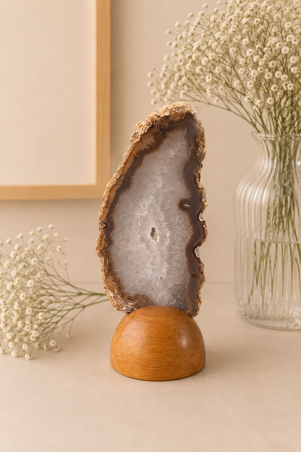 Agata angel con base de madera
