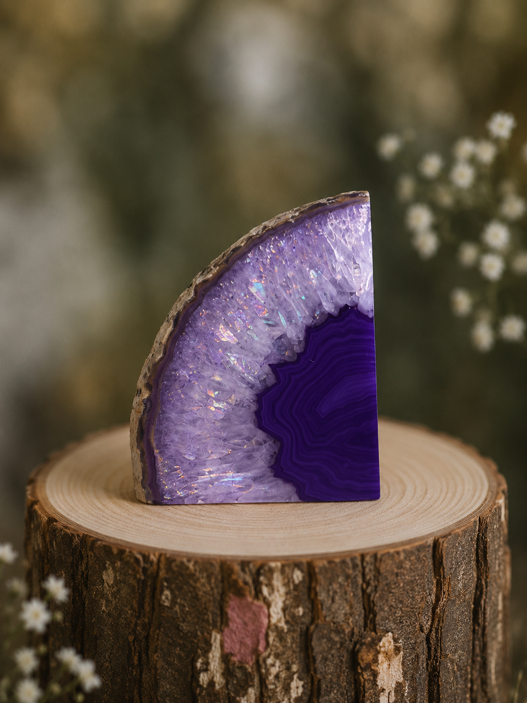 Agata arcoiris morada en bruto