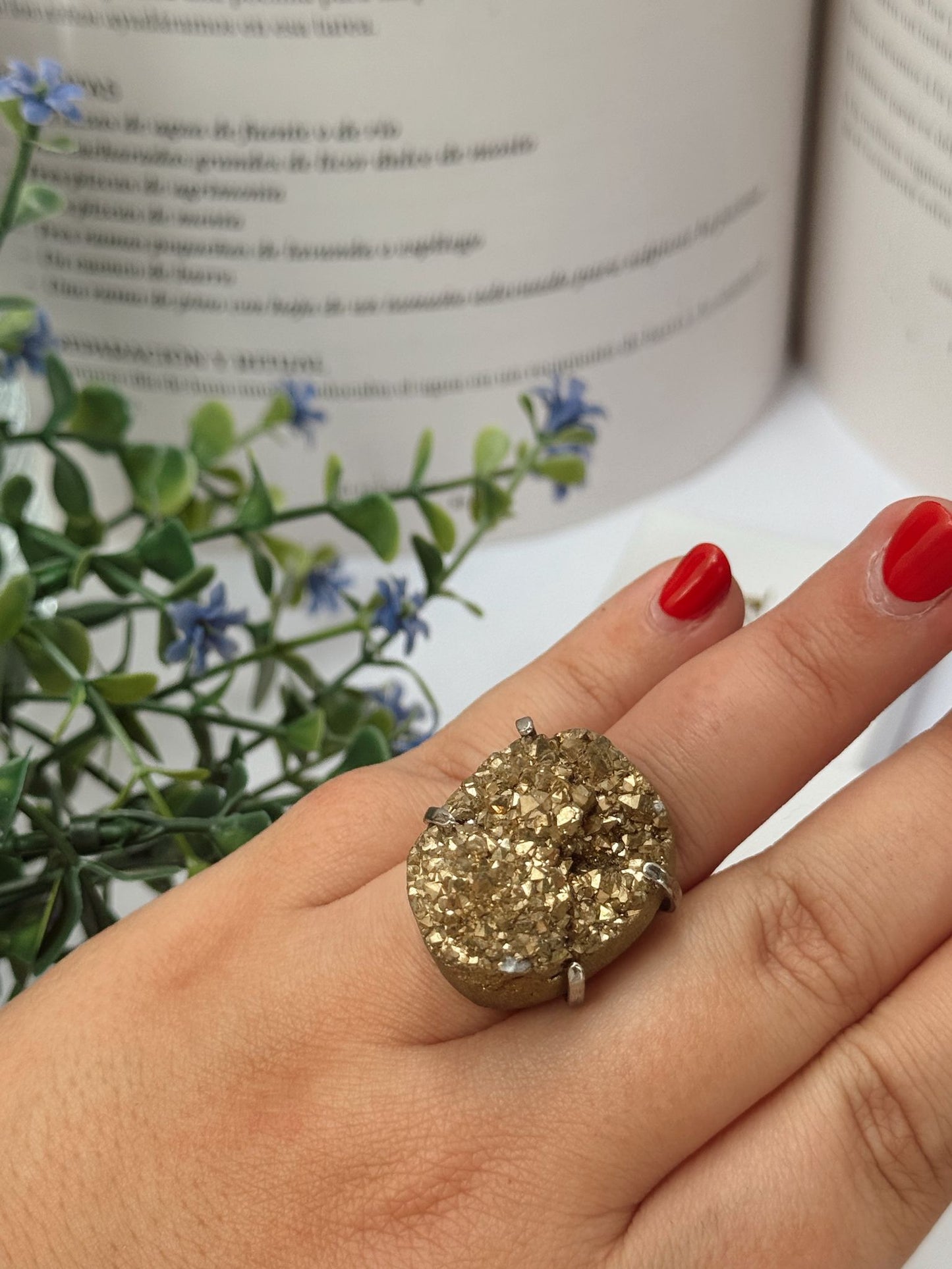 Anillo amatista oro ajustable acero inoxidable