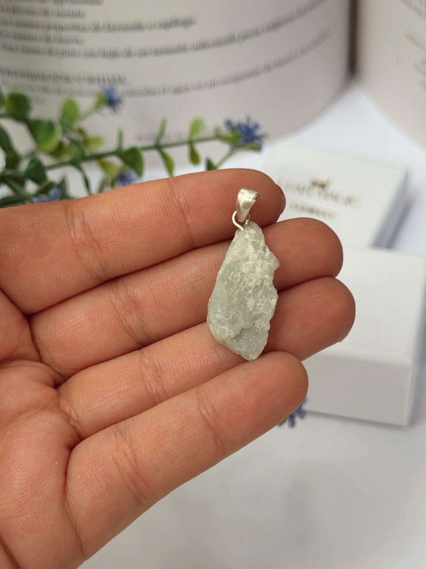 Colgante en Bruto de Aguamarina en Plata de Ley 925