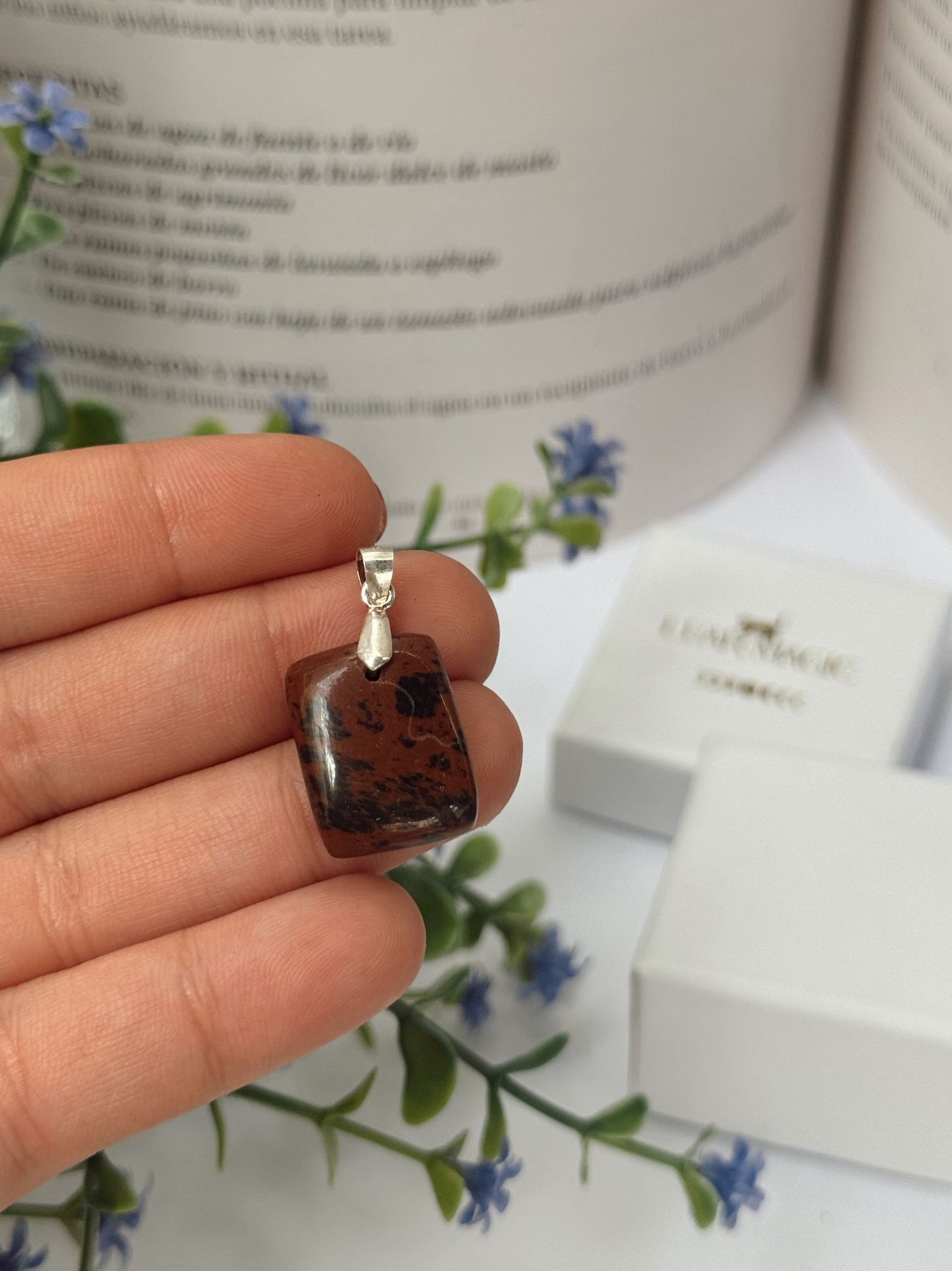 Colgante de Obsidiana Caoba en Plata de Ley 925