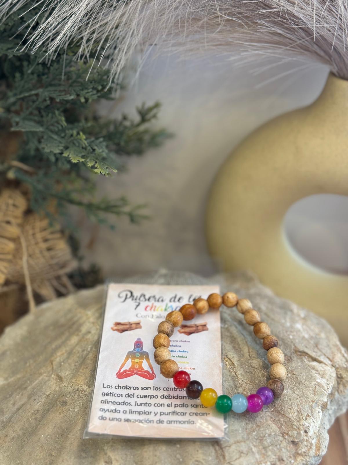 Pulsera palo Santo y 7 chakras de mineral