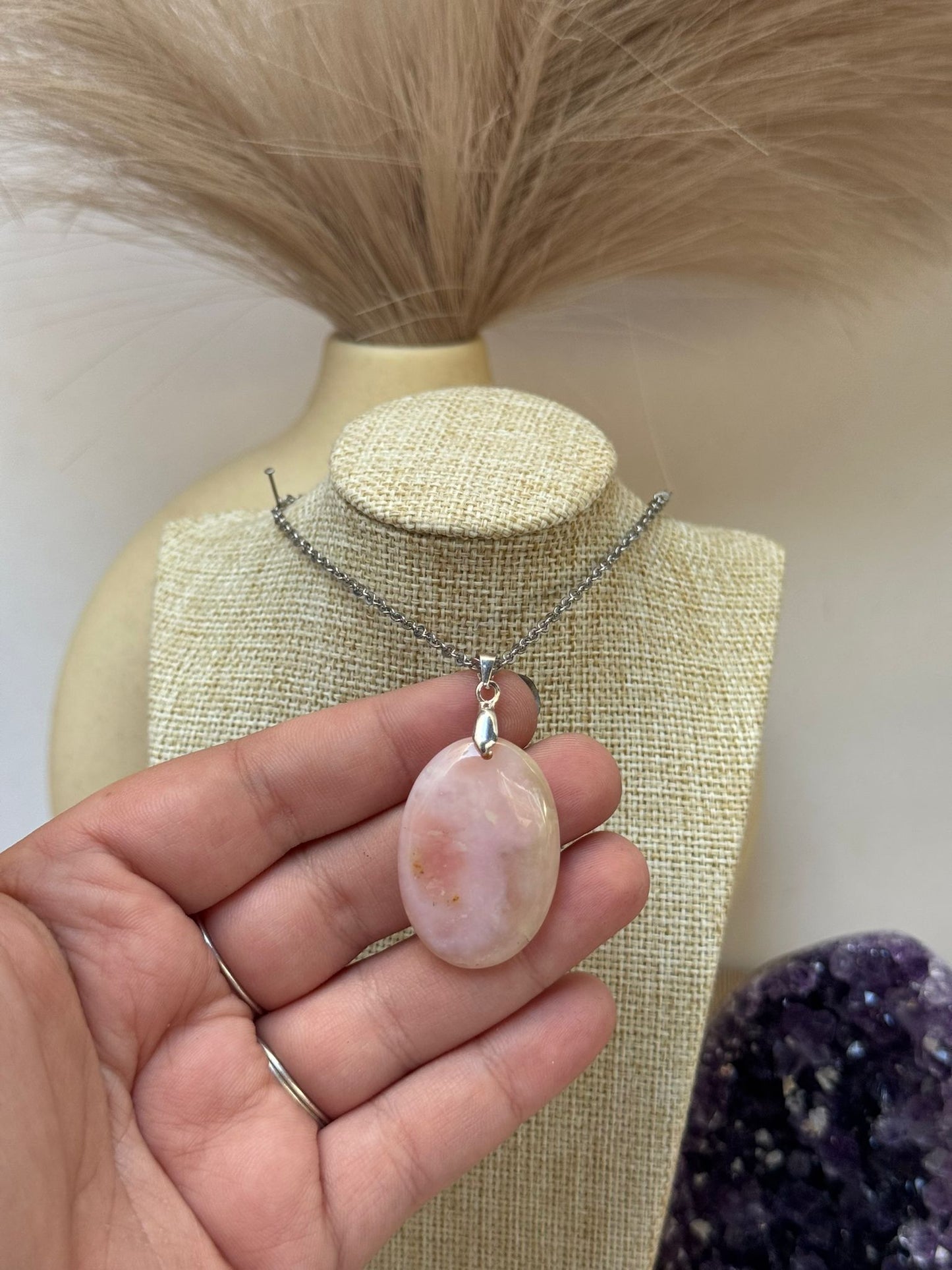 Colgante de Opalo Rosa en Plata 925