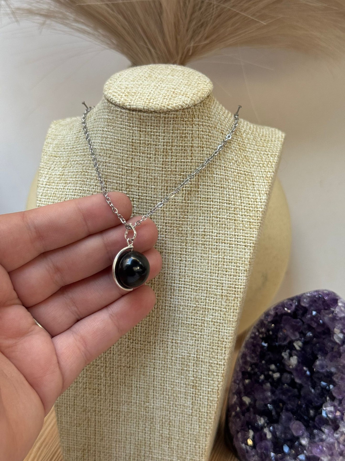 Colgante Bolita de Azabache en Plata 925