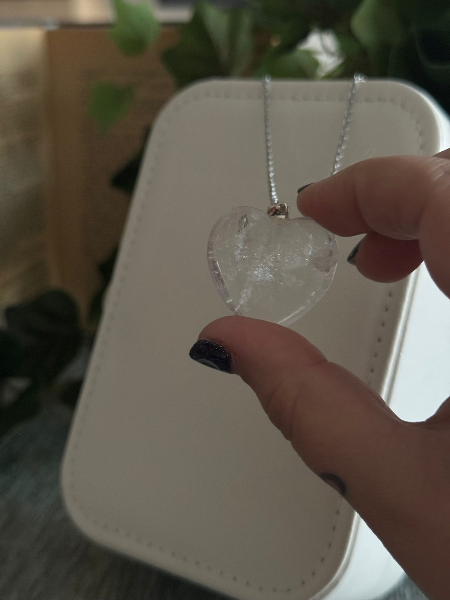 Colgante Corazón de Cuarzo Blanco Maestro – Calidad AA Extra plata 925