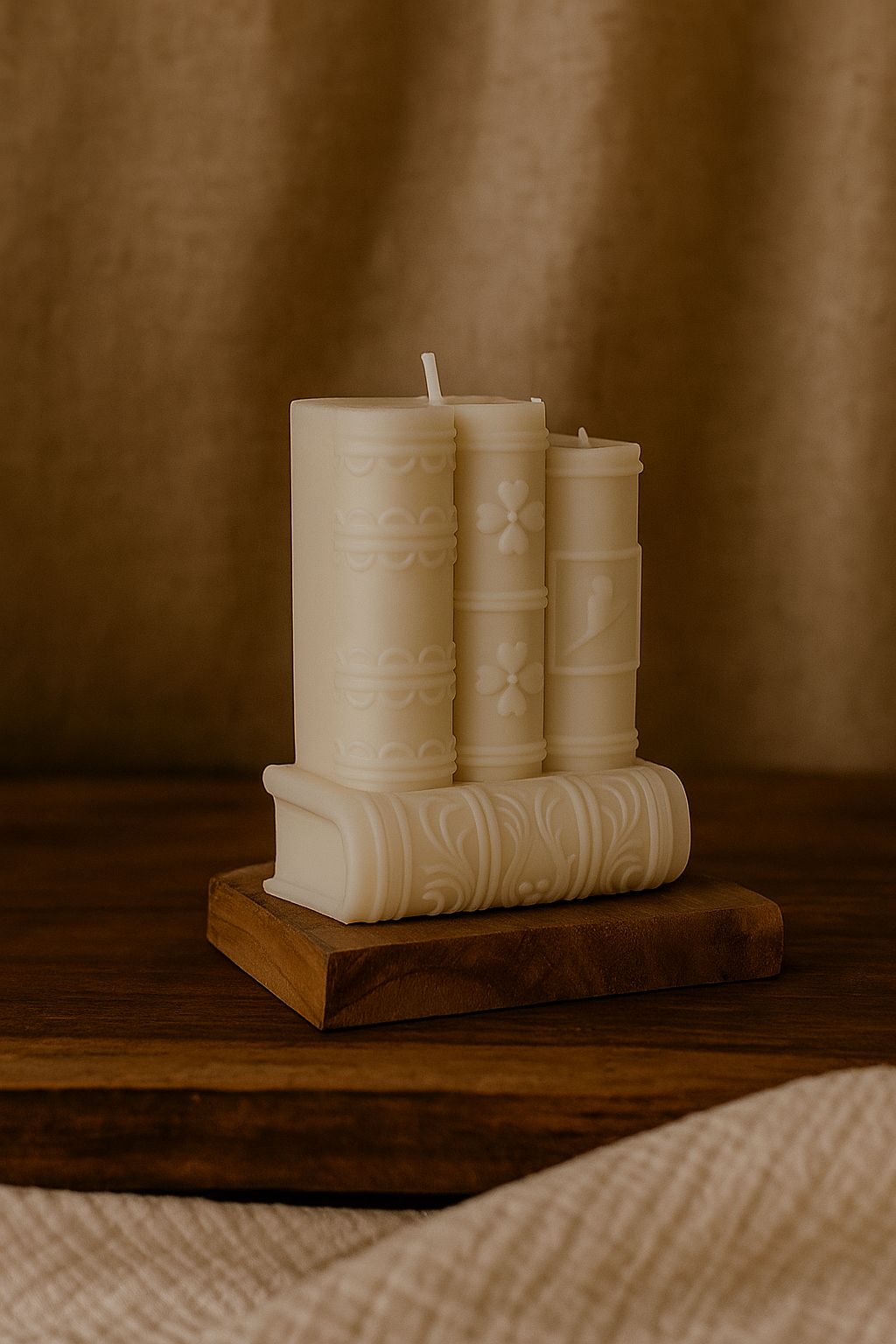 Vela Grande “Libros Apilados” de Cera de Soja – Aroma a Biblioteca Antigua