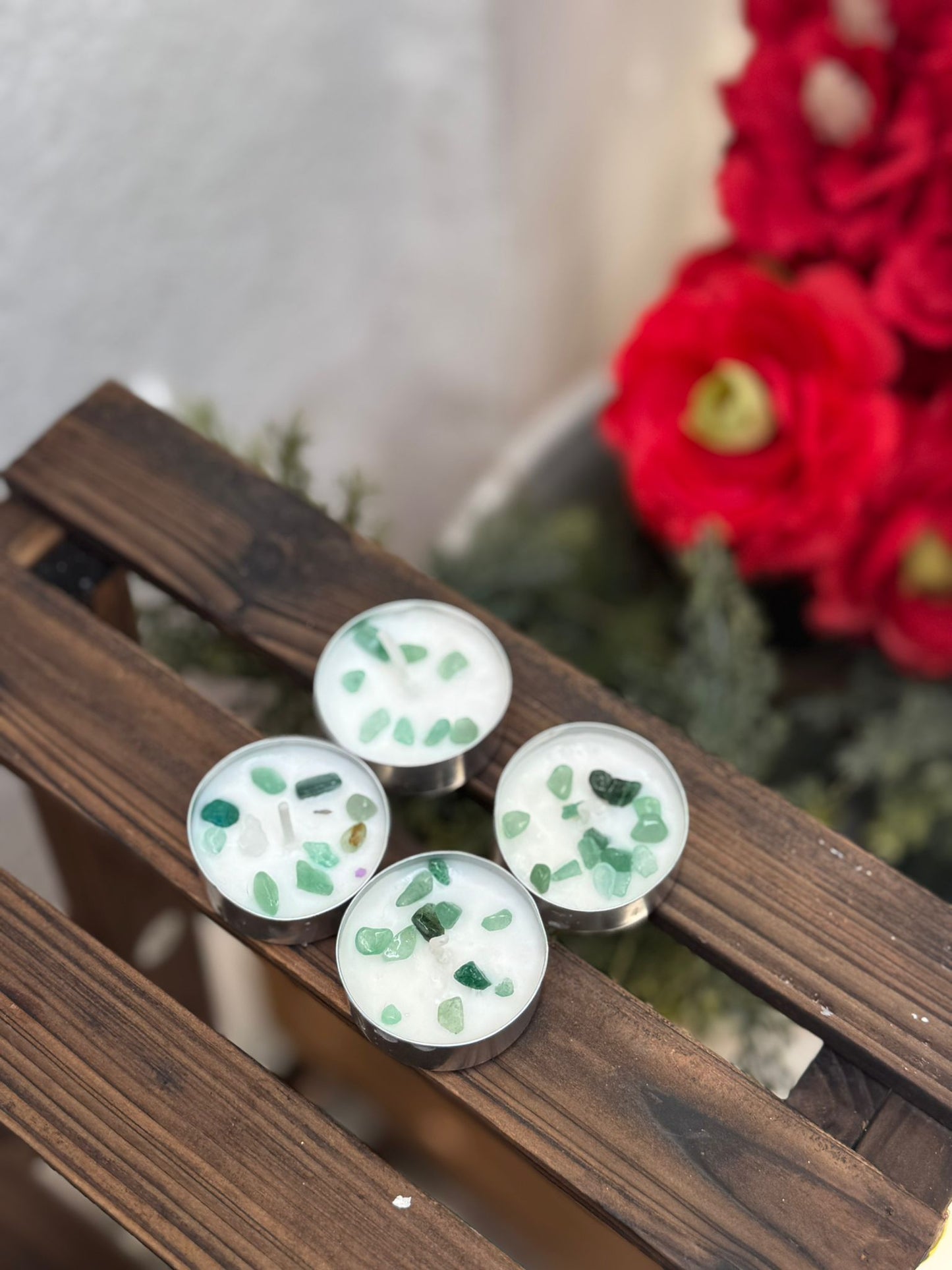 Vela de Té con aventurina verde - Armonía y Bienestar.