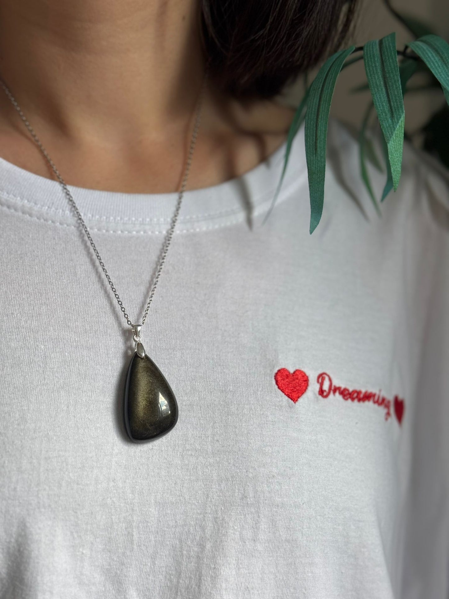 Colgante de obsidiana dorada en plata