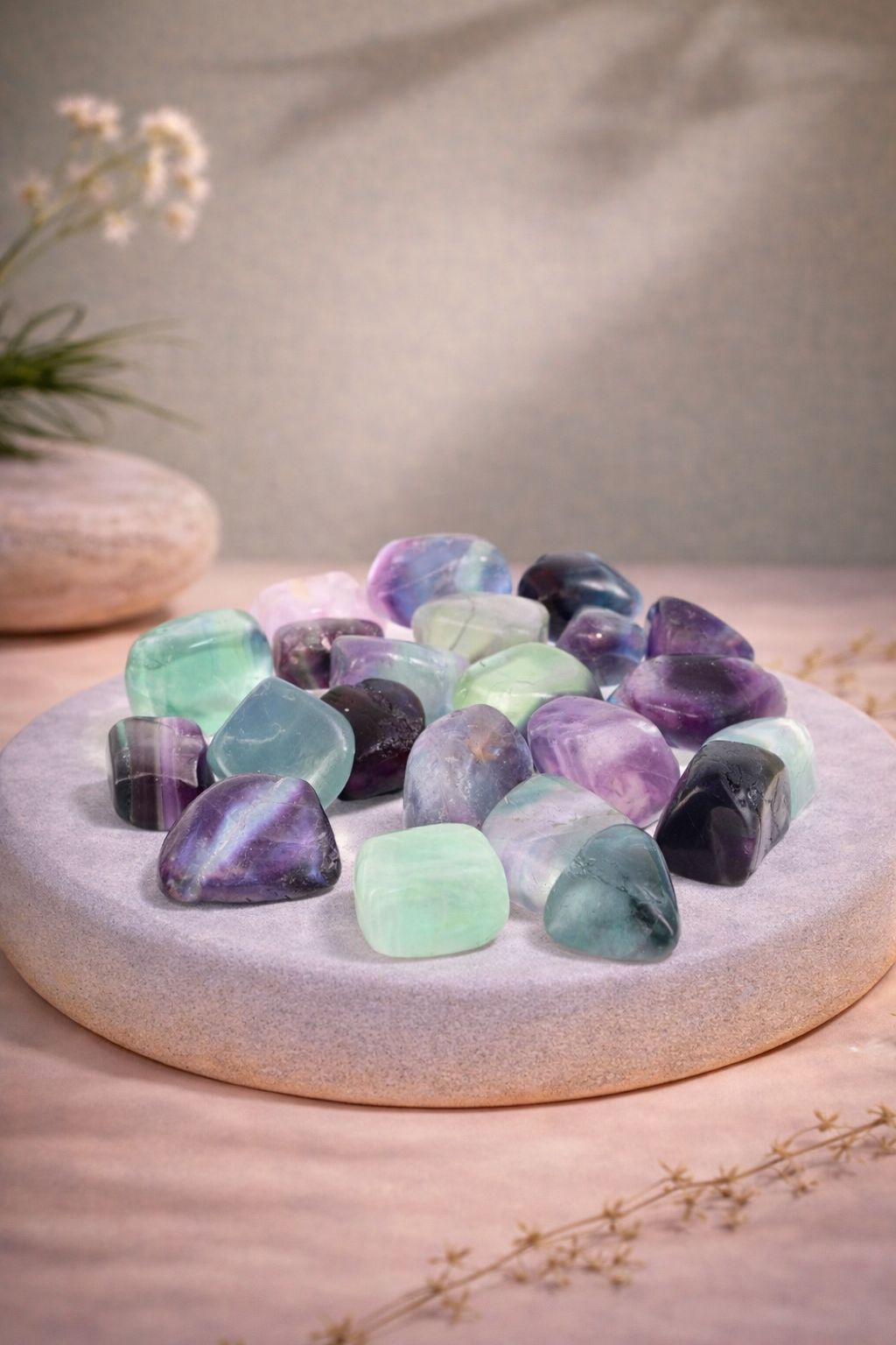 Piedras pulidas extras de fluorita calidad AAA