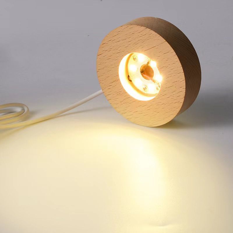 Base de Madera Iluminada para Mineral o Decoración