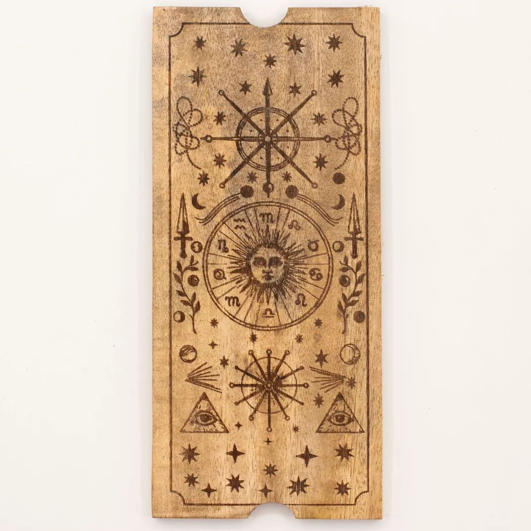 Caja de tarot de cuatro secciones con porta cartas