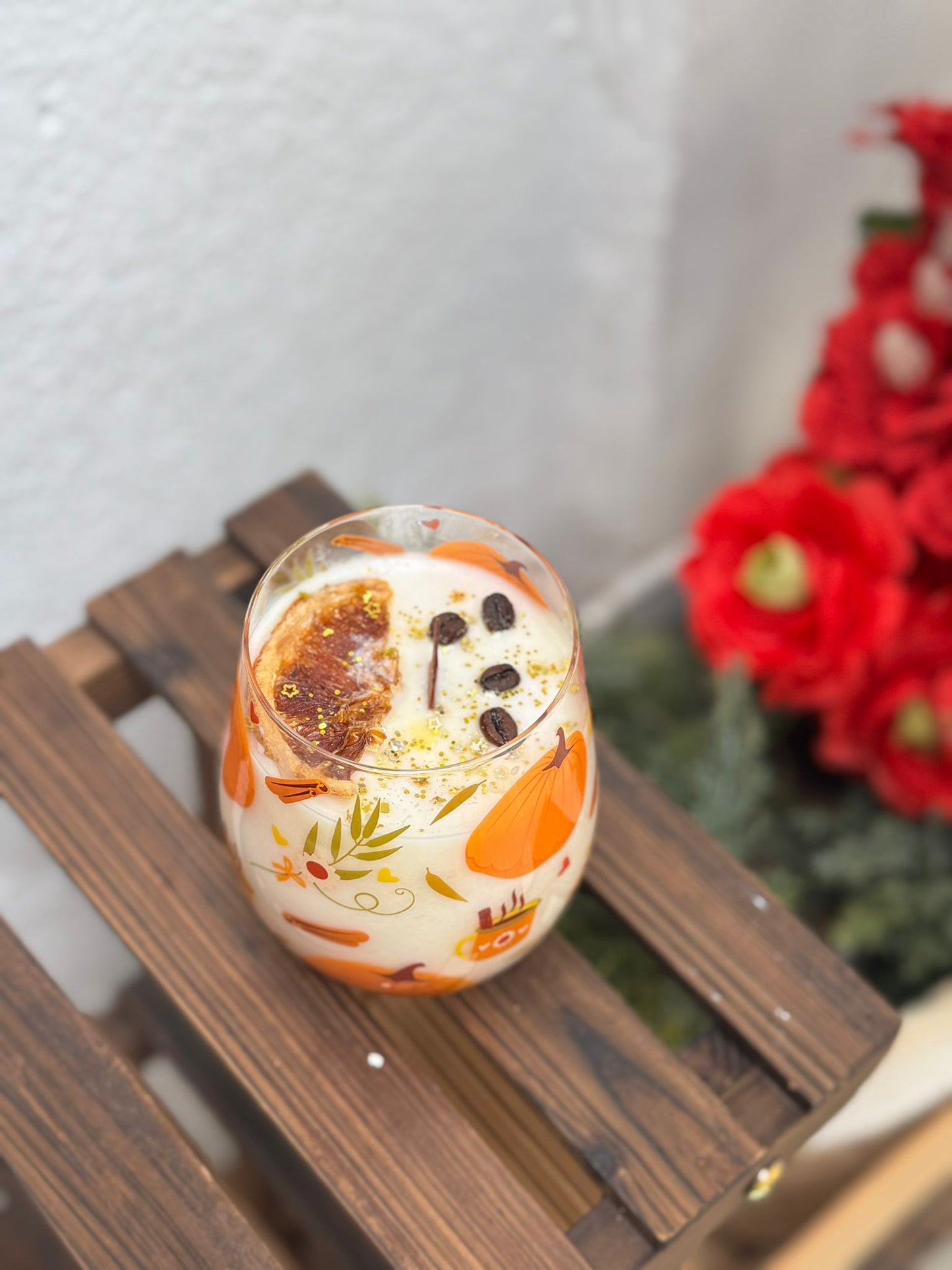 Vela otoñal vaso de cristal - Aroma Dulce y hogareño.