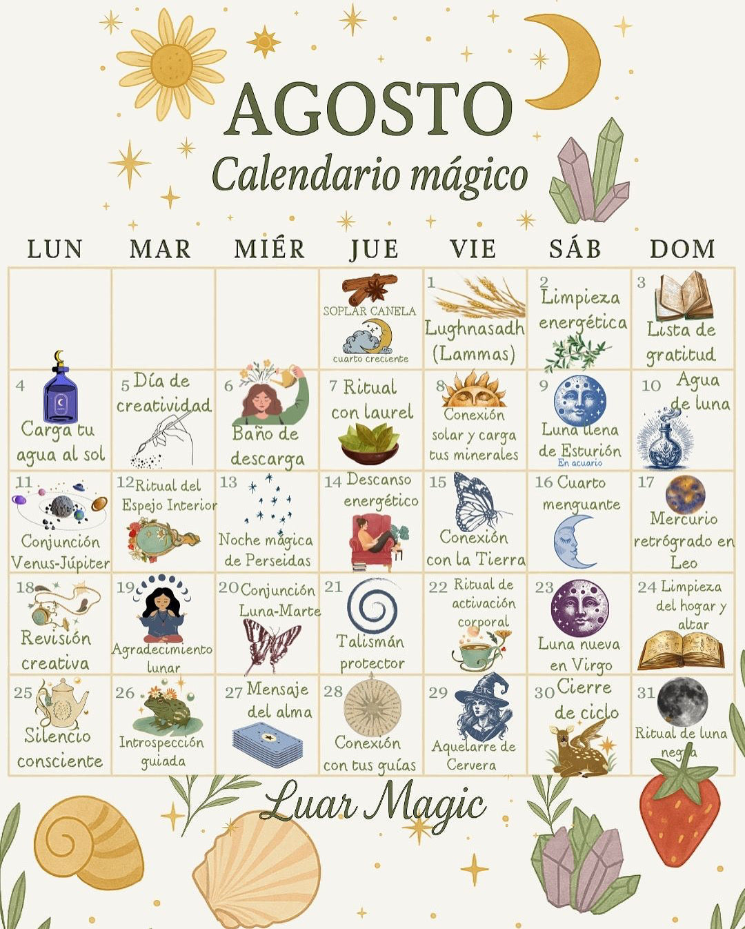 CALENDARIO MÁGICO AGOSTO