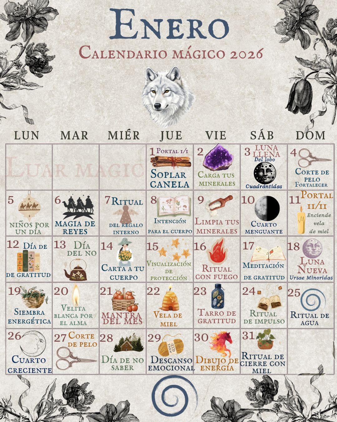 Calendario Mágico de Enero 2026 – Día por Día