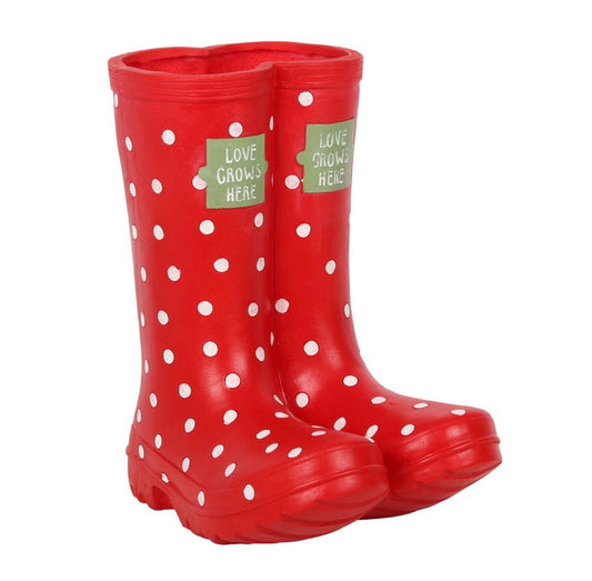 MACETA CON FORMA DE BOTA DE AGUA ROJA
