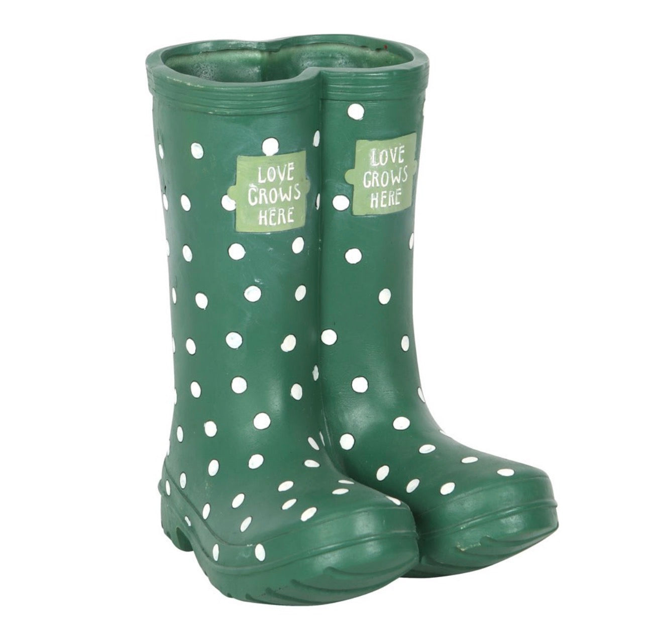 MACETA CON FORMA DE BOTA DE AGUA VERDE OSCURO